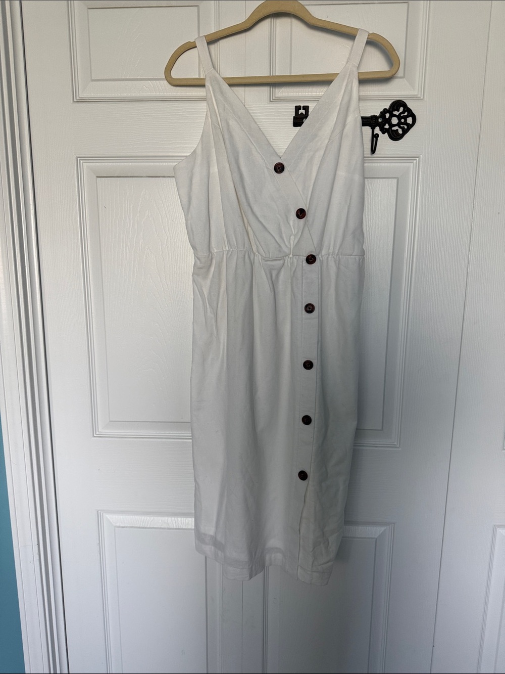 Maurices White Button-Front Midi Dress with V-Neck